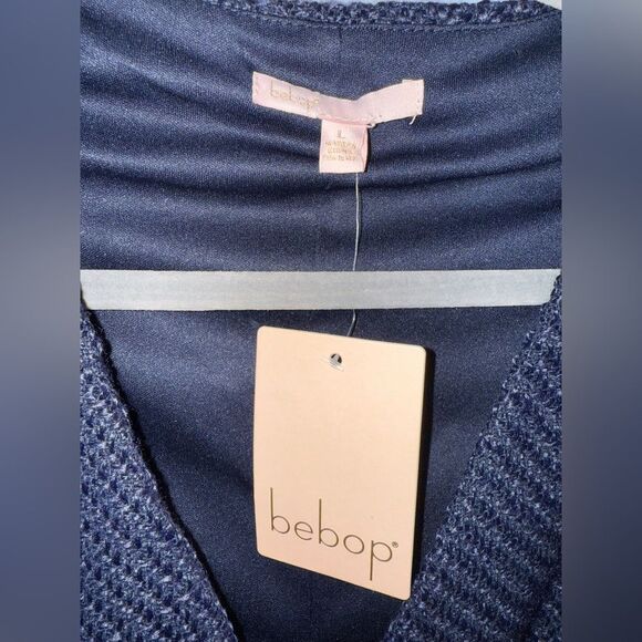 Bebop Navy Blue Sleeveless Tweed Buttoned Nautical Coastal Mini Dress Sz L NWT - Picture 4 of 7